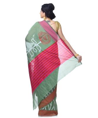 Mehandi Women  Chanderi Resham Work Fancy Banarasi Saree 2