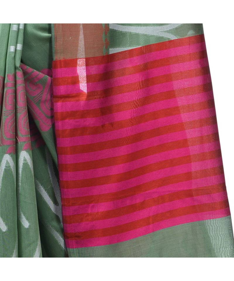 Mehandi Women  Chanderi Resham Work Fancy Banarasi Saree