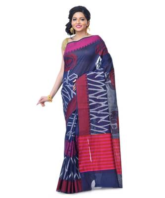 Navi Blue Women  Chanderi Resham Work Fancy Banarasi Saree 1