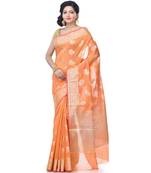 Women  Orange Chanderi Resham Work Fancy Banarasi Saree