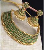 Green Stone Antique Kempu Choker Necklace Set