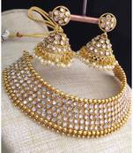 White Stone Antique Kempu Choker Necklace Set