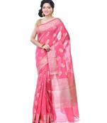 Pink Women  Chanderi Resham Work Fancy Banarasi Saree