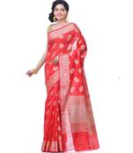 Red Women  Chanderi Resham Work Fancy Banarasi Saree