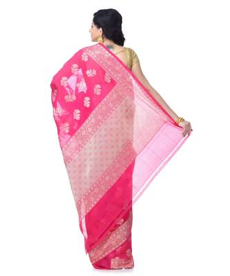 Light Pink Women  Chanderi Resham Work Fancy Banarasi Saree 3