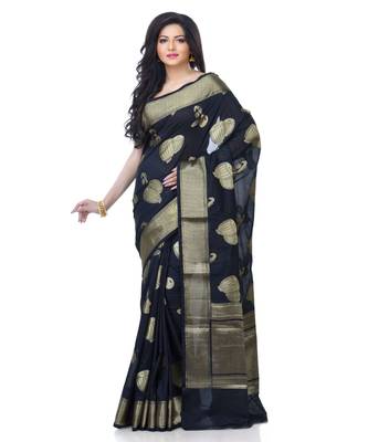Black Women  Blend Silk Zari Work Fancy Banarasi Saree 1