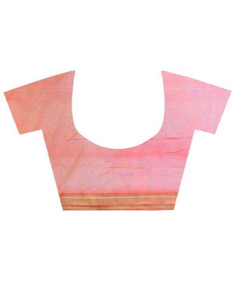Women  Peach Blend Silk Zari Work Fancy Banarasi Saree 4
