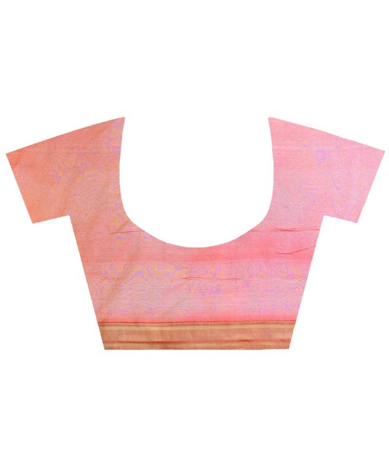 Women  Peach Blend Silk Zari Work Fancy Banarasi Saree