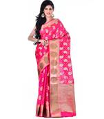 Light Pink Women  Cotton Blend Zari Work Fancy Banarasi Saree