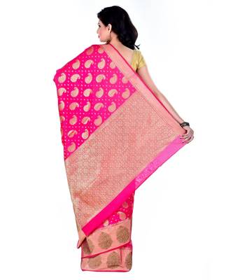 Light Pink Women  Cotton Blend Zari Work Fancy Banarasi Saree 3