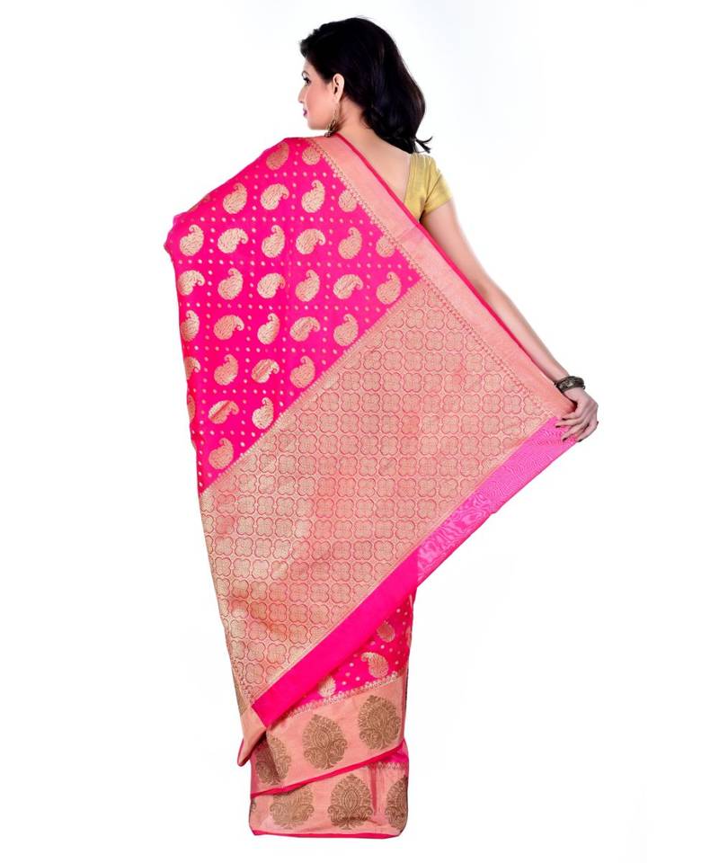 Light Pink Women  Cotton Blend Zari Work Fancy Banarasi Saree