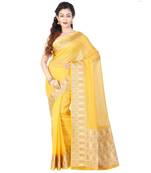 Gold Woman Cotton Silk Blend Kota Check Banarasi Saree