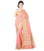 Pink Woman Cotton Silk Blend Kota Check Banarasi Saree