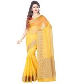 Gold Woman Cotton Silk Blend Kota Check Banarasi Saree