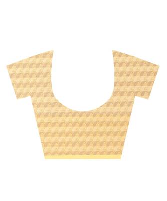 Gold Woman Cotton Silk Blend Kota Check Banarasi Saree 4