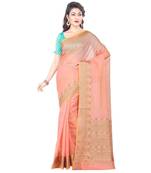 Pink Woman Cotton Silk Blend Kota Check Banarasi Saree
