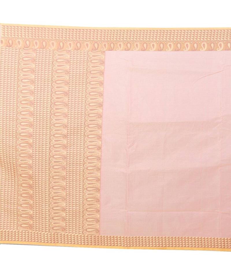 Pink Woman Cotton Silk Blend Kota Check Banarasi Saree