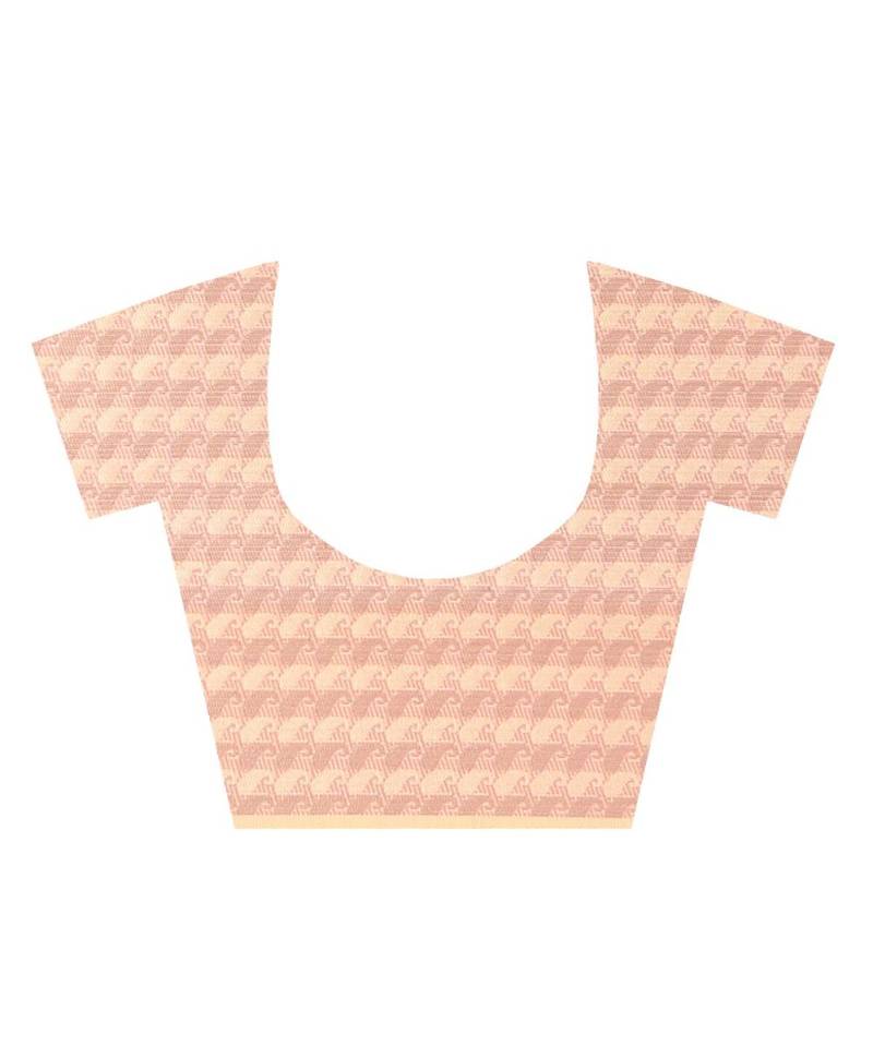 Pink Woman Cotton Silk Blend Kota Check Banarasi Saree