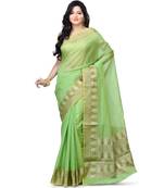 Green Woman Cotton Silk Blend Kota Check Banarasi Saree
