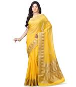 Gold Woman Cotton Silk Blend Kota Check Banarasi Saree