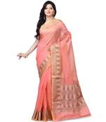Pink Woman Cotton Silk Blend Kota Check Banarasi Saree