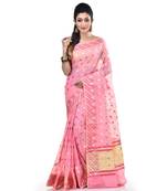 Pink Woman Cotton Silk Blend Kota Check Banarasi Saree