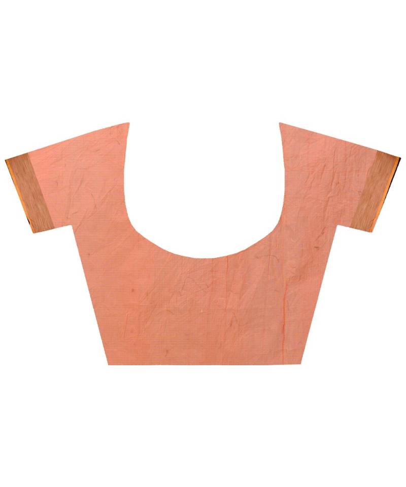 Peach Woman Cotton Silk Blend Kota Check Banarasi Saree