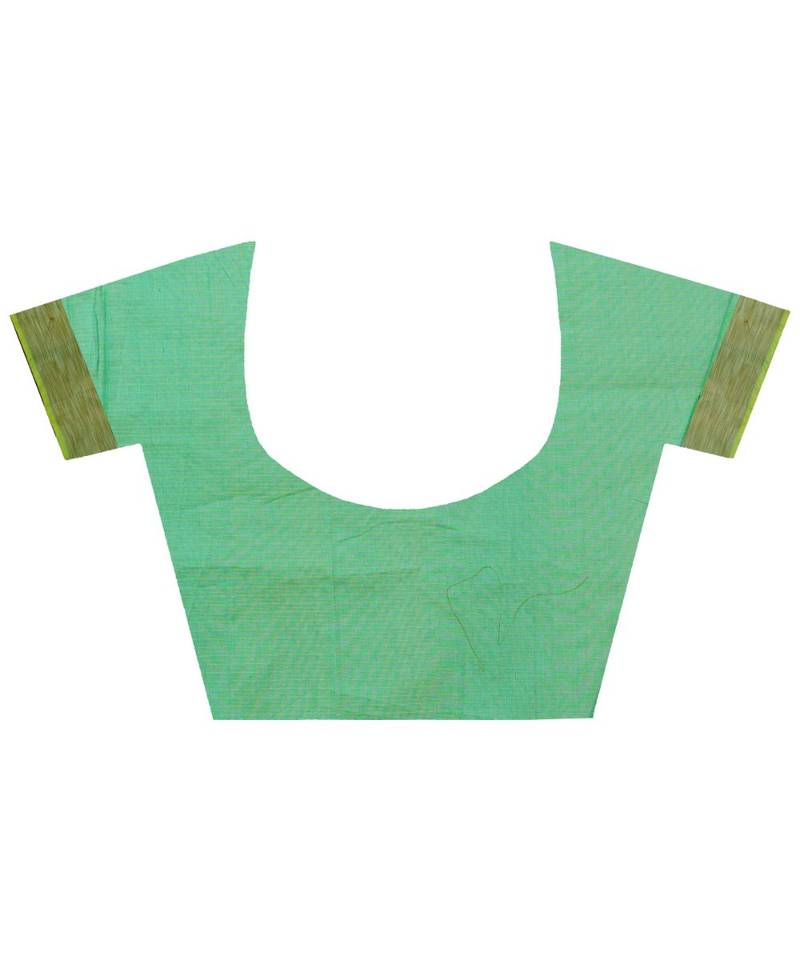 Sea Green Woman Cotton Silk Blend Kota Check Banarasi Saree