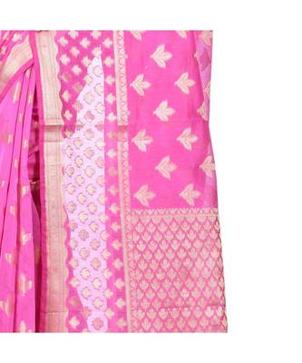 Pink Woman's Cotton Silk  Banarasi Saree 3