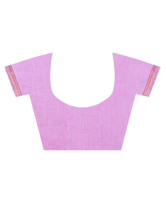 Pink Woman's Cotton Silk  Banarasi Saree 4