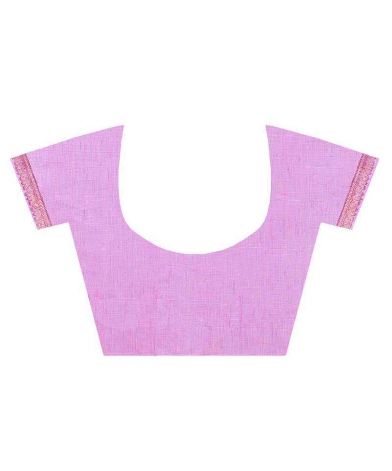 Pink Woman's Cotton Silk  Banarasi Saree