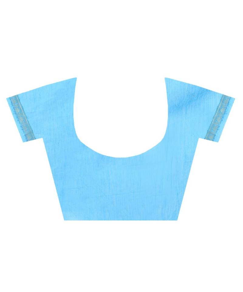 Sea Green Woman's Cotton Silk  Banarasi Saree