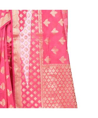 Strawberry Woman's Cotton Silk  Banarasi Saree 3