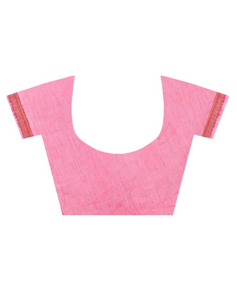 Strawberry Woman's Cotton Silk  Banarasi Saree