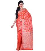 Orange Woman Cotton Silk Blend  Banarasi Saree