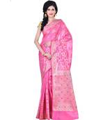 Pink Woman Cotton Silk Blend  Banarasi Saree