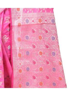 Pink Woman Cotton Silk Blend  Banarasi Saree 3