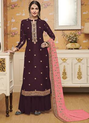 Purple Embroidered Crepe Salwar 1