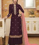 Purple Embroidered Crepe Salwar