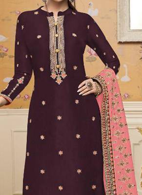 Purple Embroidered Crepe Salwar 2