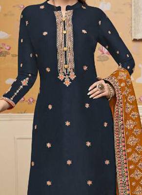 Blue Embroidered Crepe Salwar 2