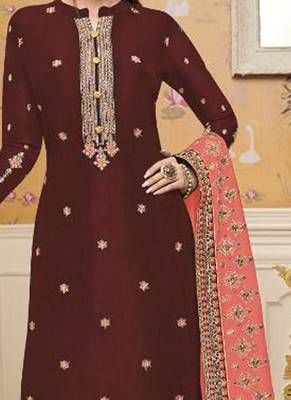 Brown Embroidered Crepe Salwar 2
