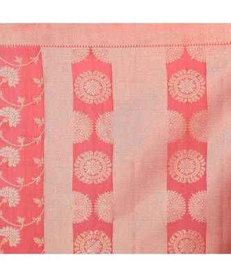 Red Woman Mercerize Cotton Silk Banarasi Saree 3