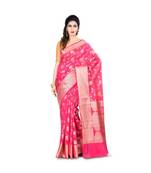 Rani Pink Woman Mercerize Cotton Silk Banarasi Saree