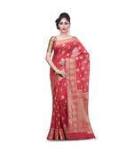 Red Woman  Mercerize Cotton Silk Banarasi Saree