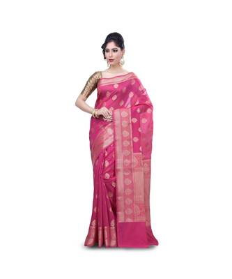 Rani Pink Woman Mercerize Cotton Silk Banarasi Saree 1