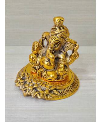Golden Oxidized Antique Look Metallic Ganesha Idol Wearing Pagdi 1