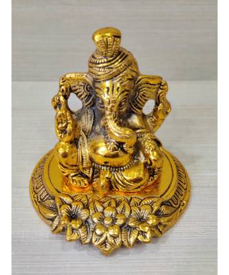 Golden Oxidized Antique Look Metallic Ganesha Idol Wearing Pagdi 2