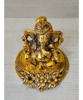 Golden Oxidized Antique Look Metallic Ganesha Idol Wearing Pagdi 3
