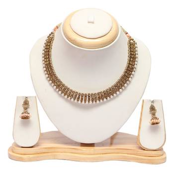 Golden choker necklace set with earrings 1